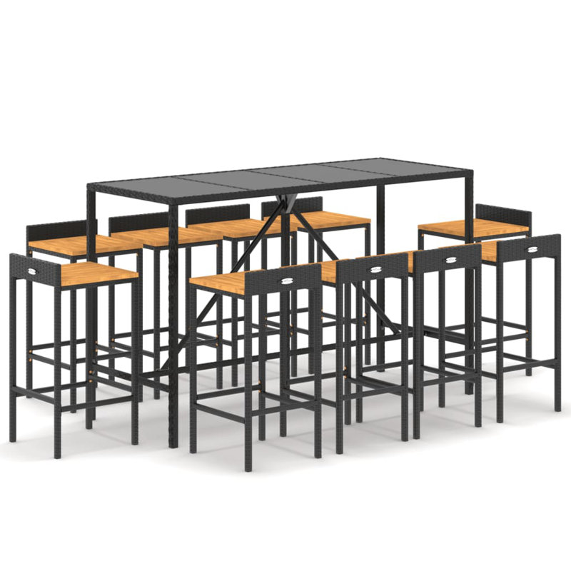 Aaniah 40cm Solid Wood Bar Set, Black