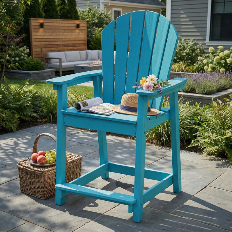 Hdpe Outdoor Adirondack Bar Chair, Teal