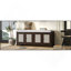 Banc d'entrée en rotin avec rangement Boho, banc à chaussures rembourré avec portes doubles, banc de rangement en bois pour vestibule et couloir (espresso + beige)-1554906937