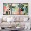 Effet de peinture abstraite grunge «Harmony in Abstraction Contemporary Geometric», 3 pièces sur toile-98804250-98804253