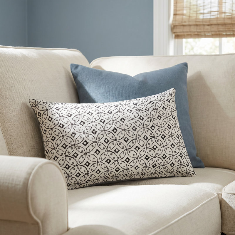 Ebers Liza Pillow Cover & Insert Rectangle in White/Black