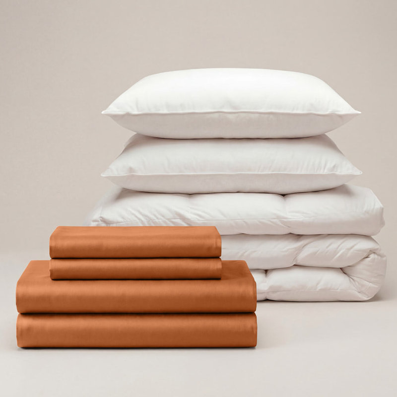 Bedding Sets Sateen No Pattern Duvet Cover Set, Orange, 50x75cm Pillowcase, Single
