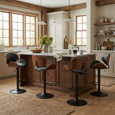 Swivel Upholstered Counter Stool, 24''-32''H Adjustable Seat Height Bar Stool, Modern  Pub Stool with Metal Frame