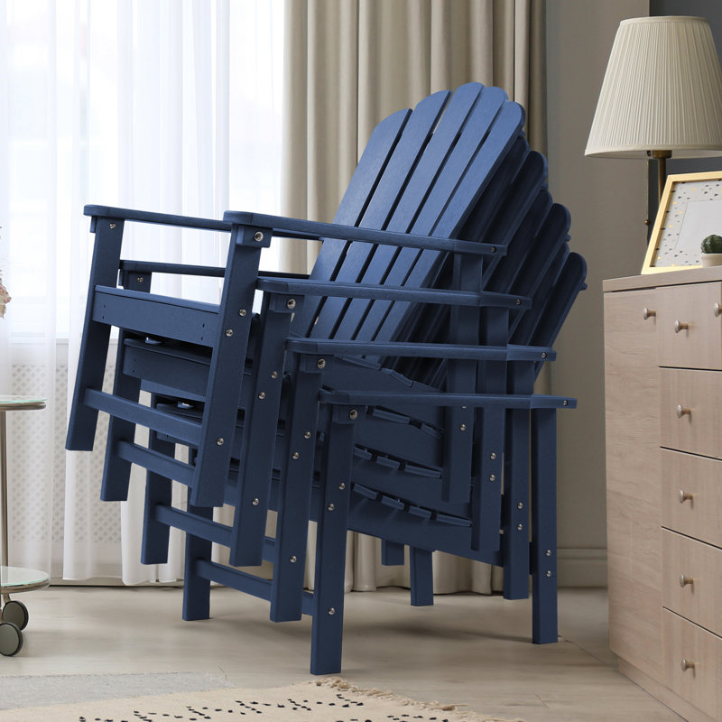 Chaise Adirondack empilable en PEHD Zawadi, Bleu, 4