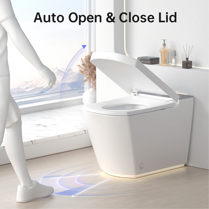 Toilette intelligente moderne intégrée, couvercle à ouverture / fermeture automatique, siège chauffant à température, nettoyage instantané à l'eau chaude, chasse automatique, chasse à distance, chasse d'eau