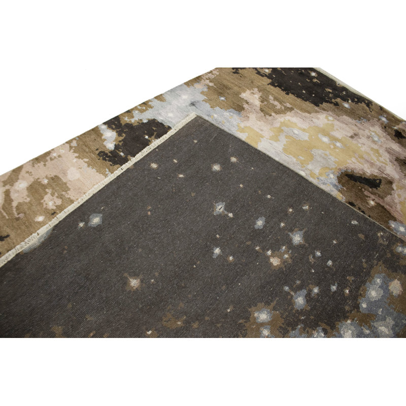 Tapis brun / gris / ivoire noué à la main