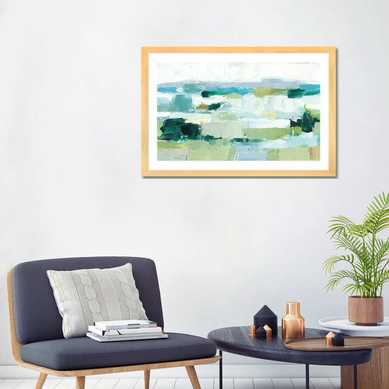 « Cool Summer II » par Ethan Harper, reproduction d’art, H 24 po x l 32 po x P 1 po, Papier encadré de bois naturel, Blanc