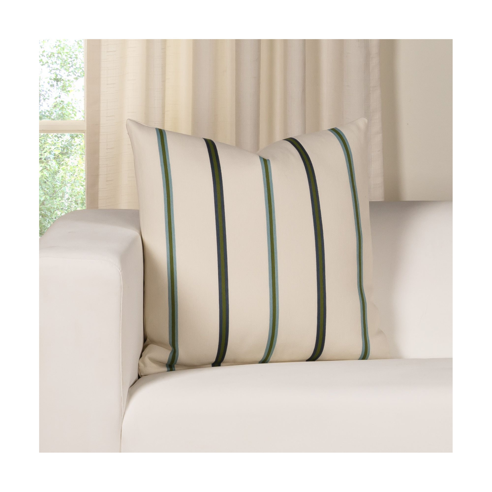Maurine Striped Throw Pillow, Square 17", Blue
