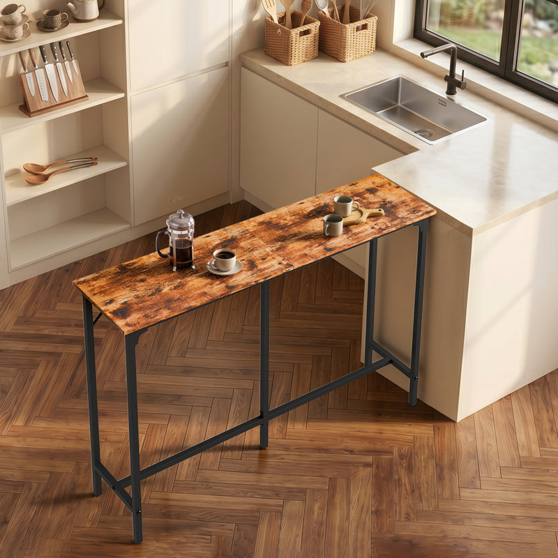 Table de salle à manger à hauteur de comptoir de 55 po avec table de pub rectangulaire à cadre en métal pour la cuisine et le salon