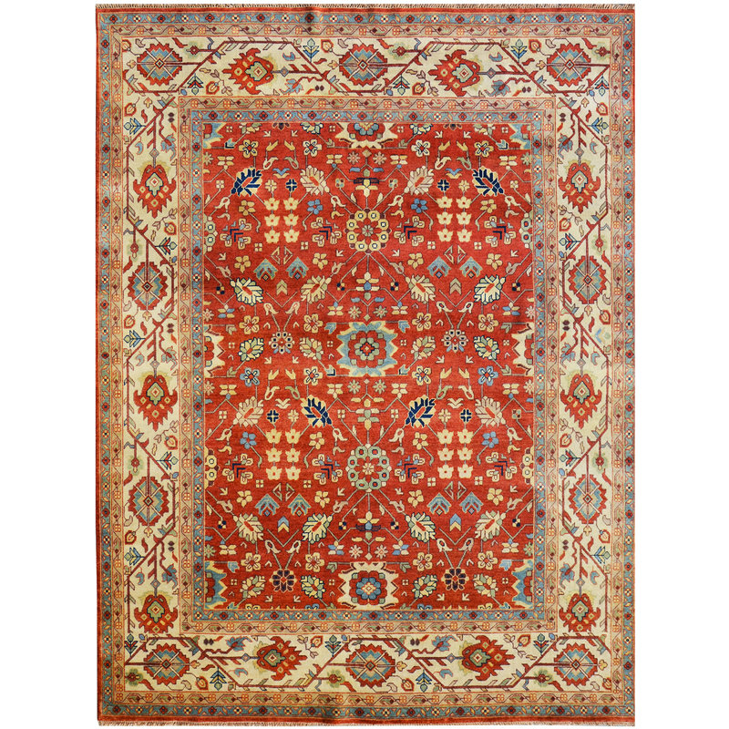 Oriental Area Rug in Rust/Beige/Brown, Rectangle 9' x 12'