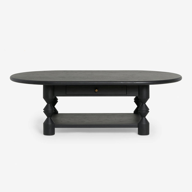 Medieval oval coffee table, Black