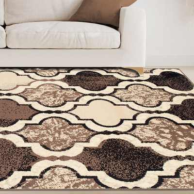 Tapis ivoire quadrilobe multicolore 8 pi x 10 pi
