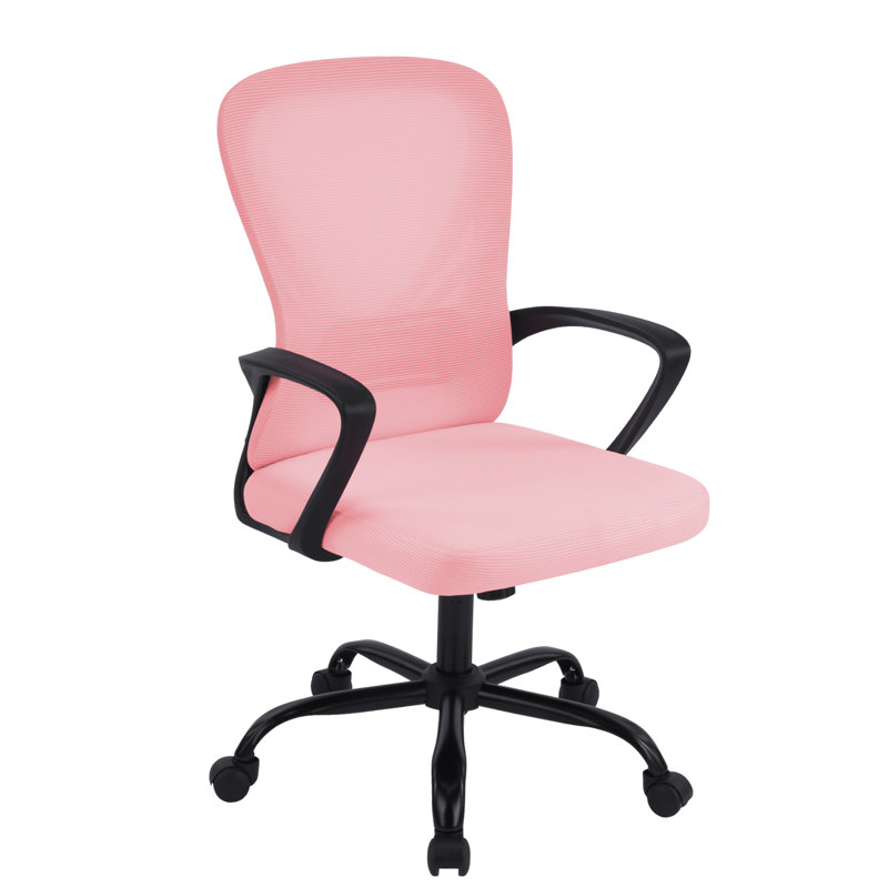 Chaise de travail ergonomique en filet à dossier large, Rose
