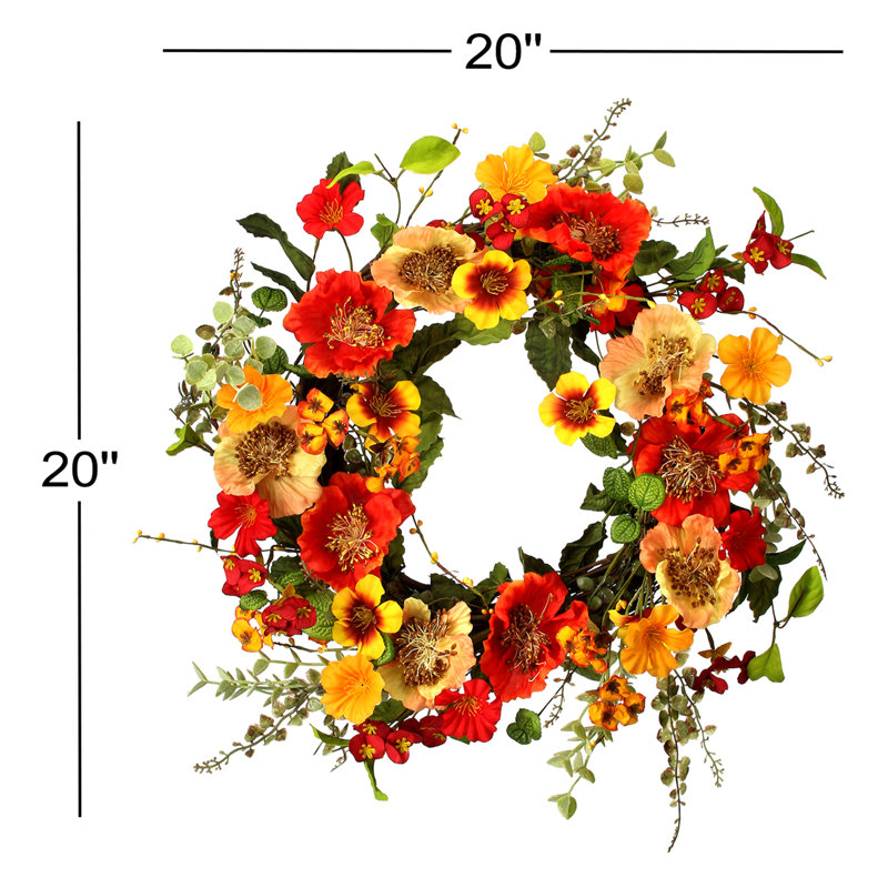 Mixed Poppy 20" Wreath