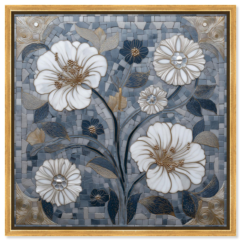 «Silvered Stamen Bathroom Art» par Art Remedy, H 20 po x l 20 po, Cadre doré