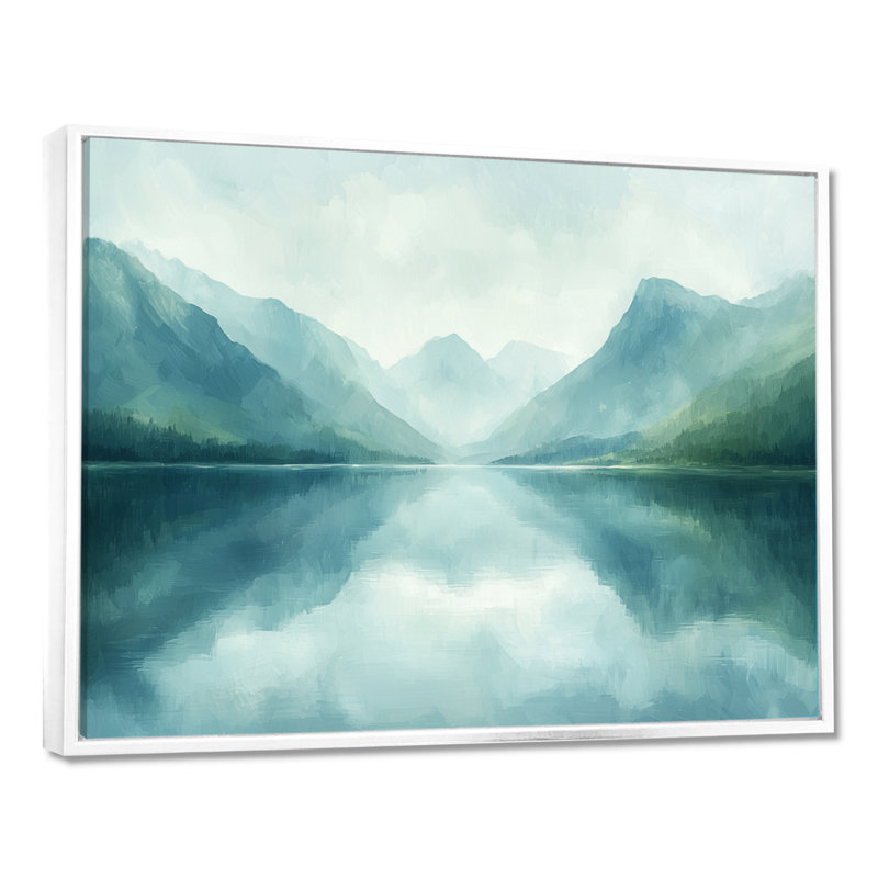 Genevie Mountain Lake Silent Reflections I - montagnes, art mural, H 34 po x l 44 po, Reproduction encadrée, Blanc
