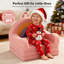 Canapé-lit pliable pour tout-petit, chaise tout-petit confortable 2-en-1 et chaise longue pour la lecture, salle de jeux, canapé pour enfants pour cadeau d'anniversaire, arc-en-ciel rosé