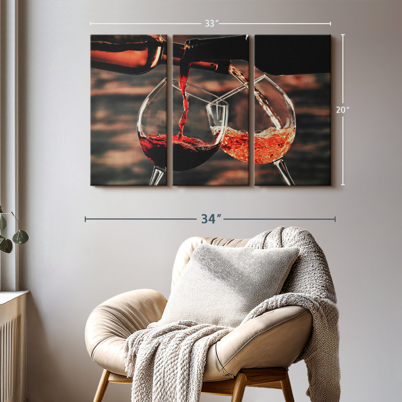 «Versing Wine From Bottles» sur toile, H 20 po x l 33 po