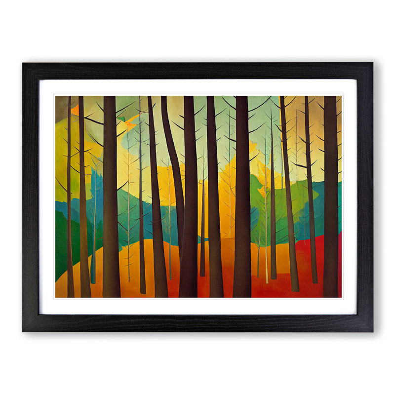 Colourful Abstract Summer Forest Vol.3 - Framed Print, Black, 46cm H x 64cm W x 2cm D