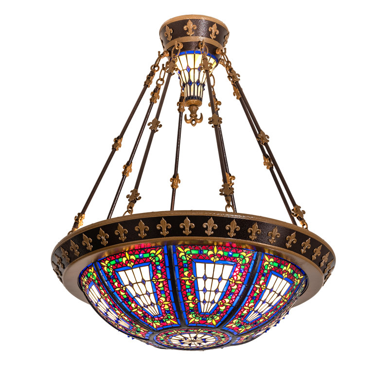 Plafonnier semi-encastré en verre 28 po Fleur-de-lis