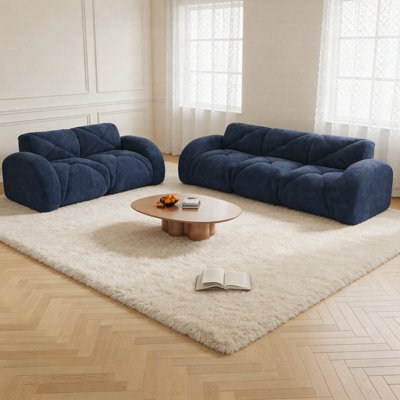 Ensemble de canapés modulaires en velours 2 pièces, canapé 5 places à assise profonde, 2 + 3 canapés confortables avec mousse 32D haute densité