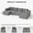 Boneless Boneless Sectional Couch, U-Shaped Cloud Sofa, 4 Seat Modular Memory Foam Couch for Medium Room,Grey