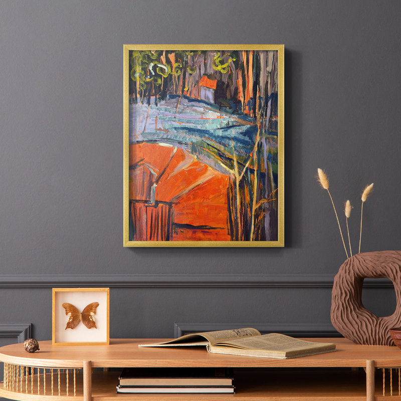 «Cadmium Winter Solstice IV», reproduction encadrée - bois massif, Or, H 28 po x l 22 po
