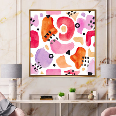 «Organic Retro Shapes In Mauve and Red I», reproduction d'art sur toile moderne