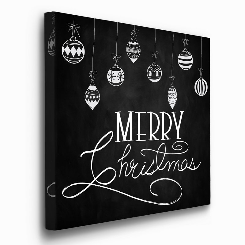 «Merry Christmas», reproduction d'art textuel sur toile tendue, H 16 po x l 16 po x P 1 po