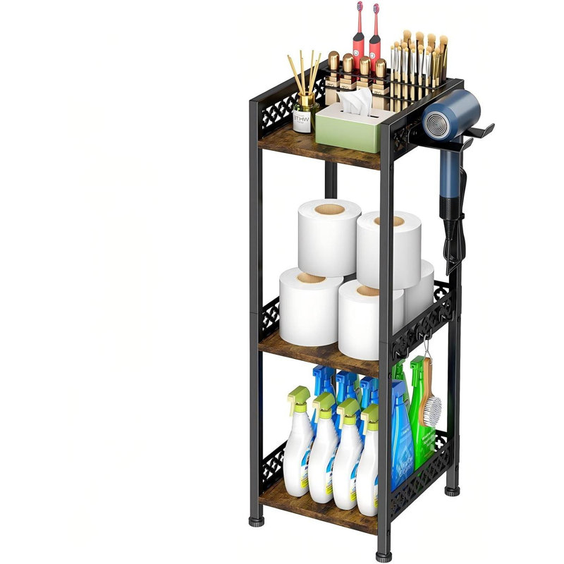 Étagère de rangement à 3 niveaux avec porte-pinceau de maquillage