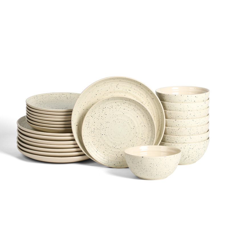 Stone Lain Dua 24-Piece Dinnerware Set Stoneware, White