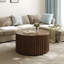 Table basse à plateau relevable 31,5 po, table centrale ronde avec tiroir dissimulé, couleur noyer