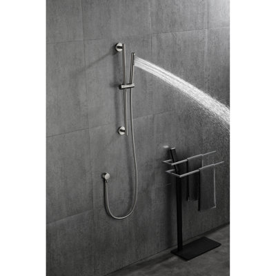 Handheld Shower With 59 - Inch Hose And 28 Slide Bar, Height Modifiable Attribute, Stainless Steel Material, Multiple Spray Options For Enjoyable Showers Adjustable Bar Hose, Brushed Nickel Steel,