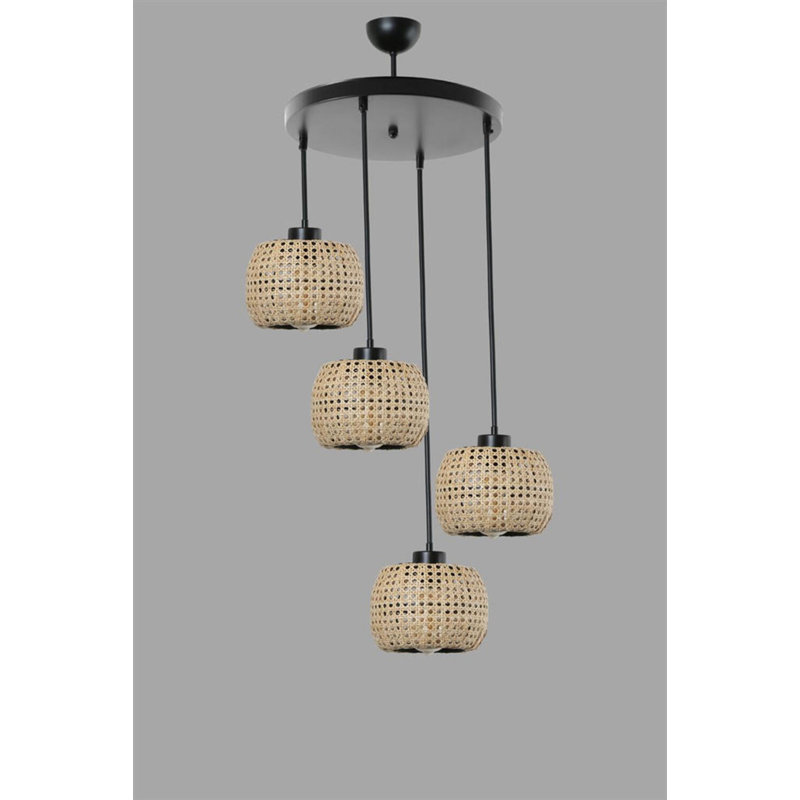 Luminaire suspendu tambour à 4 lumières Montsinger, Beige, 4