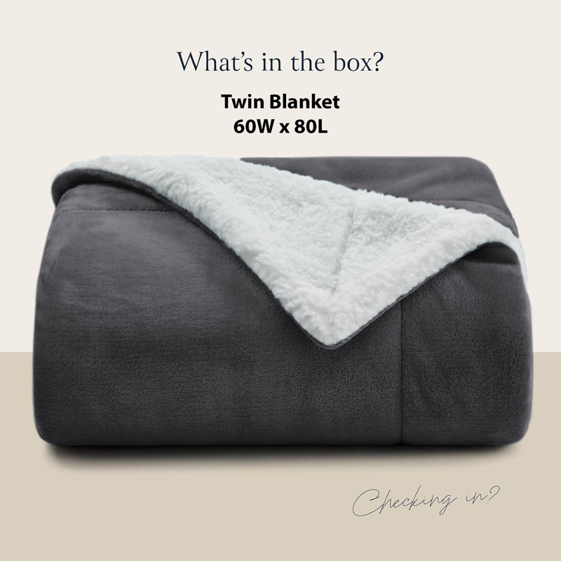 Jeté réversible en molleton Sherpa avec flanelle Microplush douce, jeté toutes saisons pour lit et canapé, Bleu clair