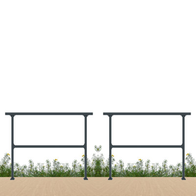 2 Packs Horizontal Metal Deck Railing, 4ft Wide Residential Handrail For Flat Surfaces, Simple Flat Railing, Black Straight Railing For Decks & Patio Railing, Horizontal Handrail 36inch Tall