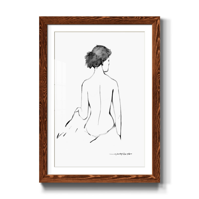 Silhouette croquis II - reproduction de photo encadrée sur papier, Érable, H 44 po x l 31 po x P 1 po