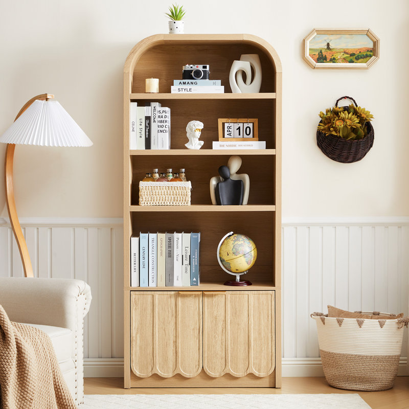 Grande vitrine de rangement arquée 70,86 po, Naturel