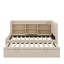 Lit de jour simple rembourré avec lit gigogne, tablettes de rangement, port USB et prise de courant-115694401