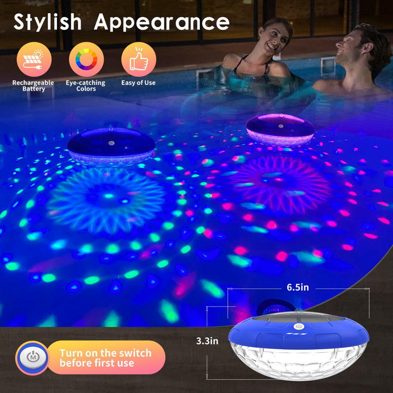 Solar Floating Pool Lights, RGB Colour Changing Pool Floating Light, IP68 Waterproof LED Solar Pool Lights That Float, Hangable Auto ON Off For Pool Hot Tub Wedding Path Party Decoration
