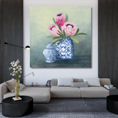 Red Barrel Studio® Purinton, Julia Gallery Wrapped Canvas Art Titled: Protea Chinoiserie II