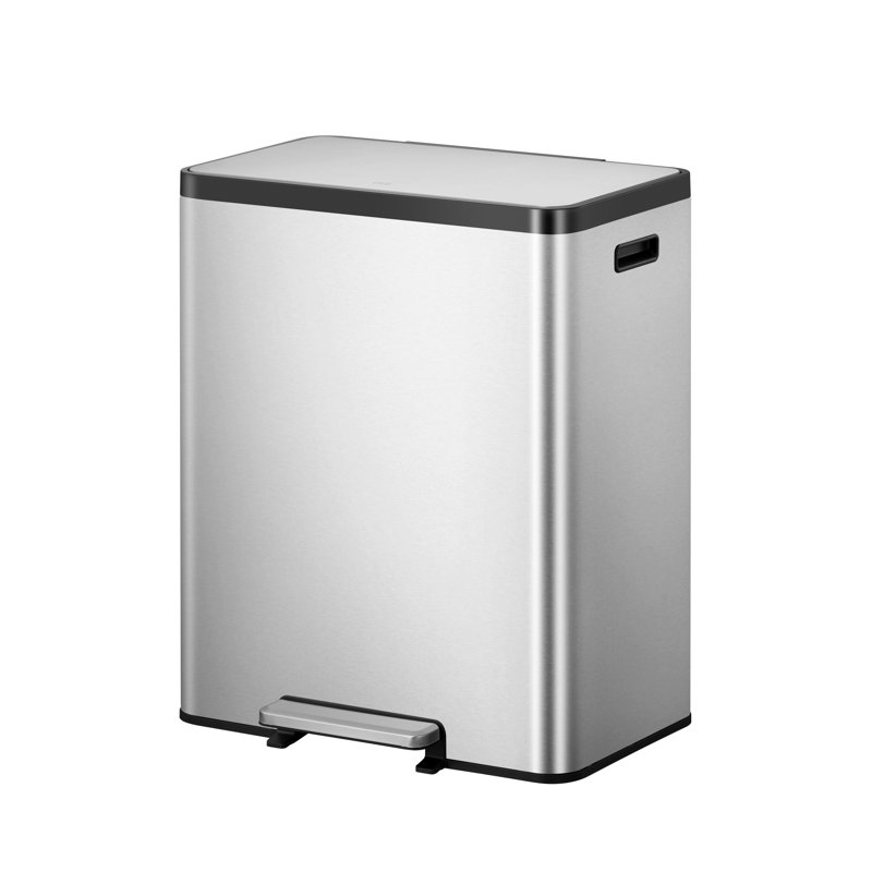 Ecocasa Recycling Bin, 66cm H x 53cm W x 37.3cm D, 60 L, Stainless Steel