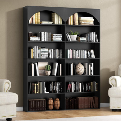 70.87'' X 46.8'' Double 7-Tier Standard Bookcase Open Display Shelf