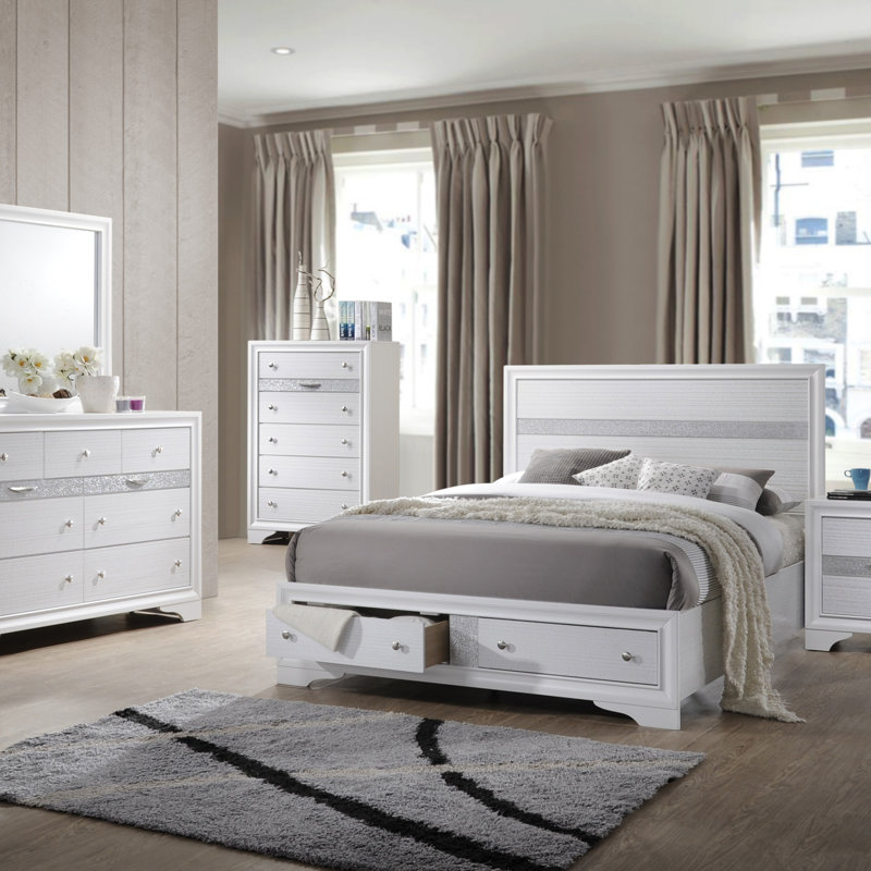 Commode 7 tiroirs Traditional en bois blanc