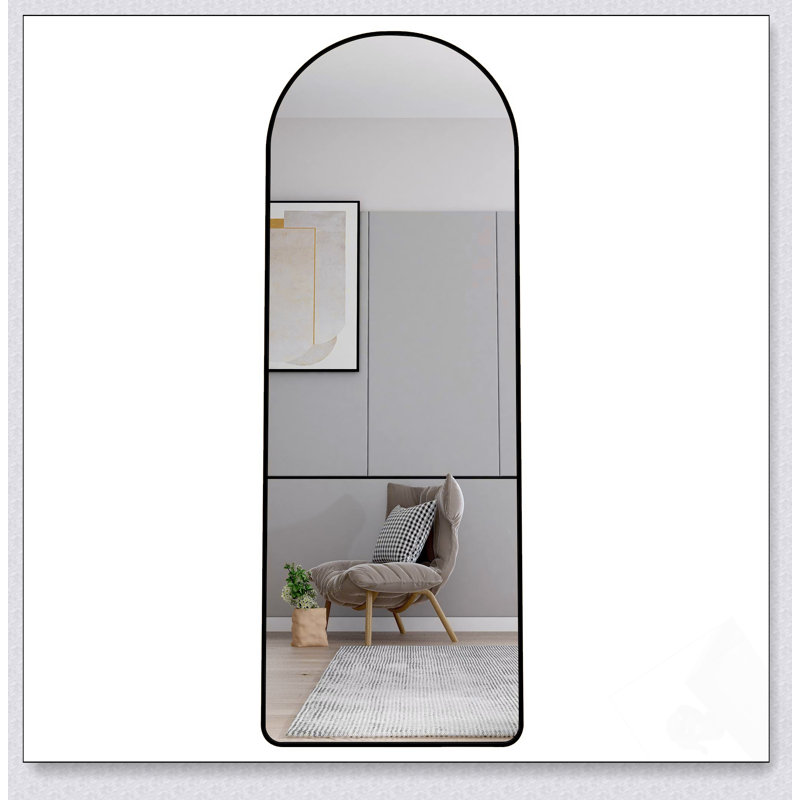 4Th Generation Floor-Mounted Full-Length Arched Mirror With Aluminum Alloy Frame, Perfect For Bathrooms, Bedrooms, And Retail Spaces.