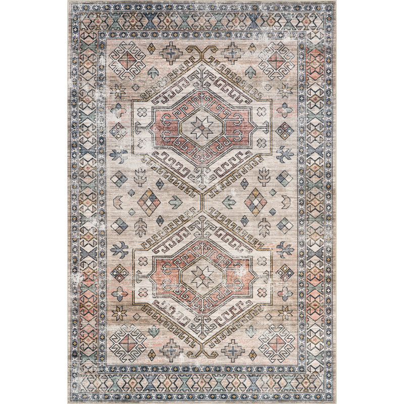 Innesker Medallion Machine Washable Area Rug, Rectangle 9' x 12'