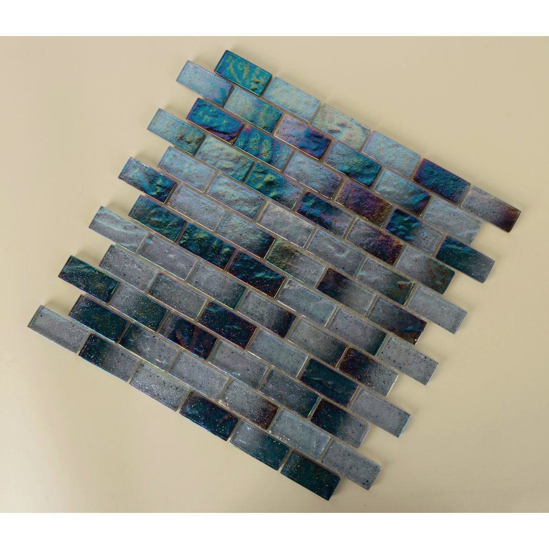 Swimming Pool 1" x 2" Straight Edge Glass Mosaic Tiles in Sea Shadow WS Tiles® 
