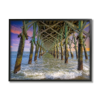 " Ocean Foam Underneath Boardwalk Bridge Dock Sunset " Color Photography Print
