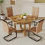 Une table de salle à manger circulaire moderne et pratique en MDF et pieds de table en bois aggloméré