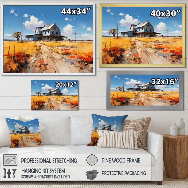 Markees " Farmhouse Farmstead Abstraction I ", H 30 po x l 40 po, Cadre flottant noir